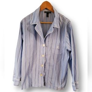 Lauren Ralph Lauren Long Sleeve Woven Vertical Striped Pajama Top Size XL